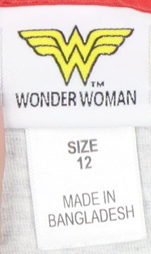 Womens UK Size 12 Wonder Woman Grey Basic T-Shirt