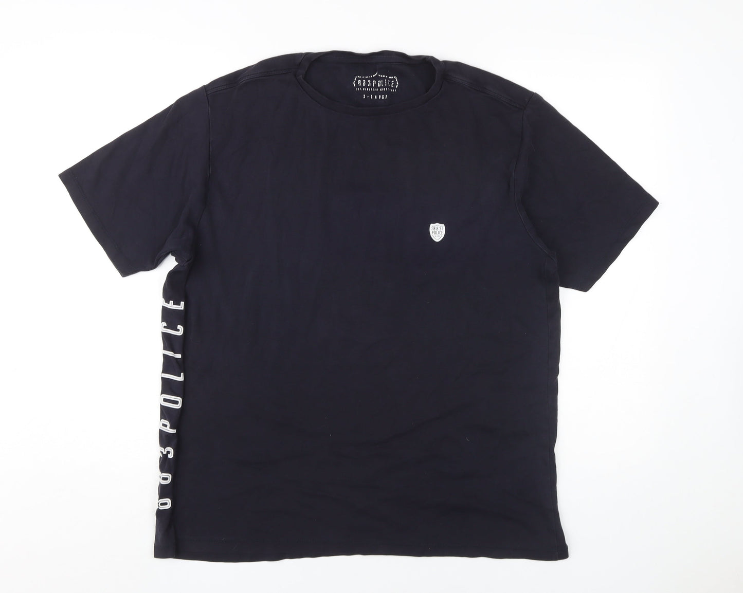 Police Men's Blue XL Crew Neck Cotton T-Shirt