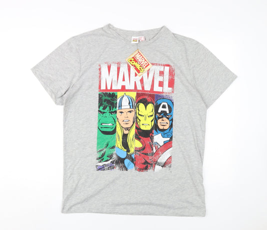 Marvel Comics Men's Grey XL T-Shirt with Heroes Print