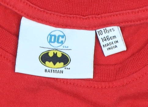 DC Comics Boys Red Batman Superhero Graphic T-Shirt Size 146