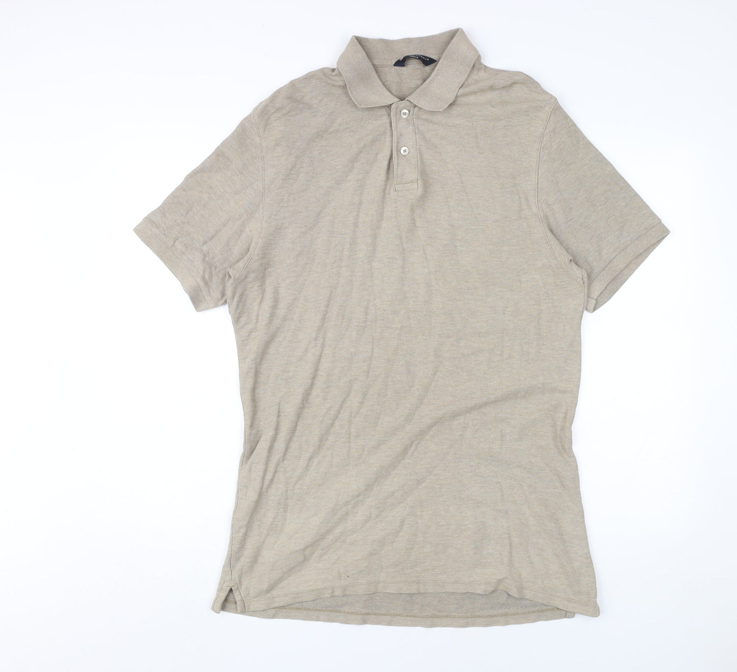 Marks and Spencer Men's Beige Polo Shirt Medium