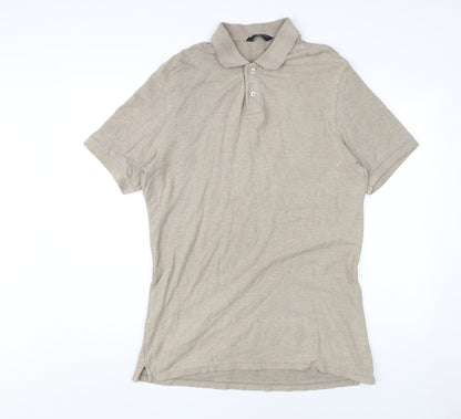 Marks and Spencer Men's Beige Polo Shirt Medium