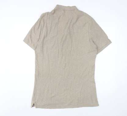Marks and Spencer Men's Beige Polo Shirt Medium