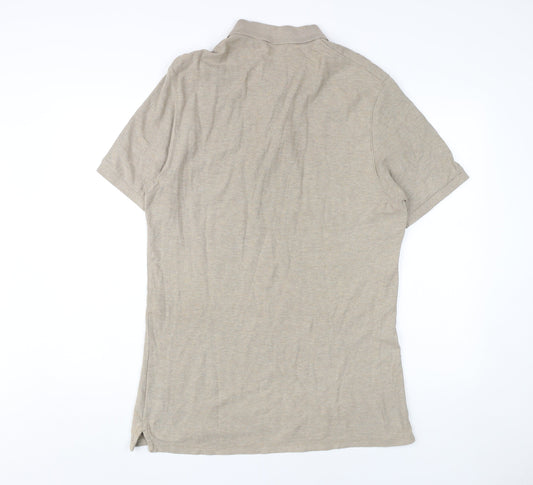 Marks and Spencer Men's Beige Polo Shirt Medium
