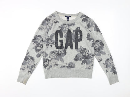 GAP Women’s Grey Floral Logo Sweatshirt - S