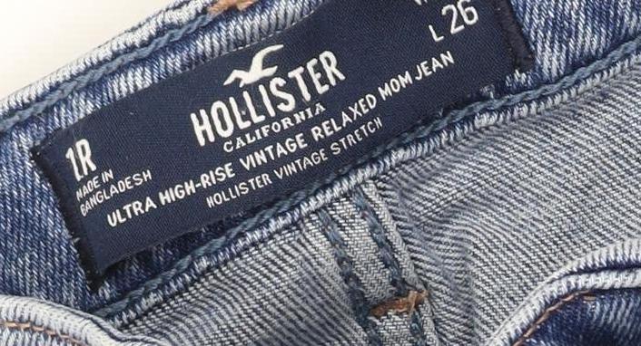 Womens UK Size 1R Hollister Relaxed Fit Mom Blue Jeans