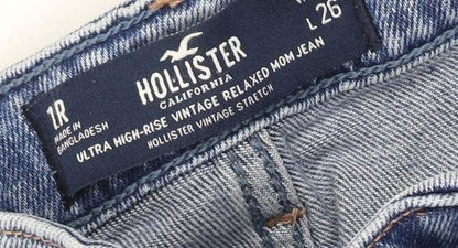 Womens UK Size 1R Hollister Relaxed Fit Mom Blue Jeans