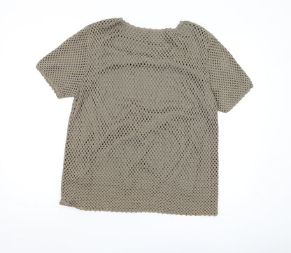 Jacques Vert Women's Beige Blouse L Short Sleeve Sequin