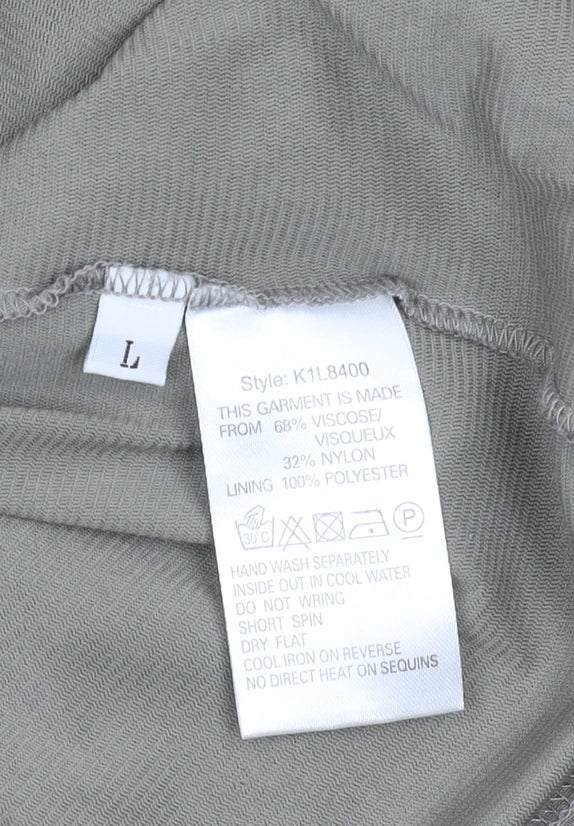 Jacques Vert Women's Beige Blouse L Short Sleeve Sequin