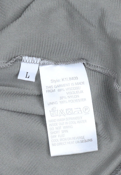 Jacques Vert Women's Beige Blouse L Short Sleeve Sequin