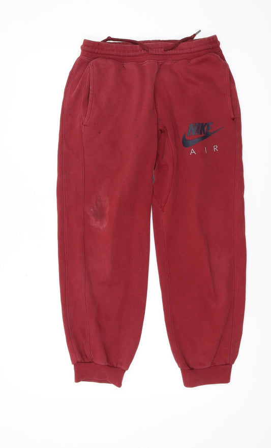 Nike Men Red Jogger Trousers S Cotton Blend