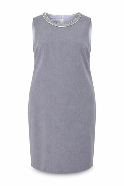 Wallis Women's Grey Sheath Dress - Size 16, Beaded, Formal