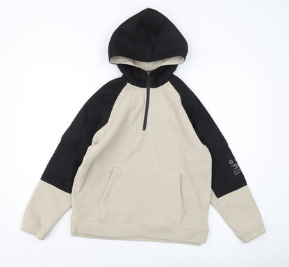 Zara Boys Beige & Black Pullover Hoodie, Size 11-12 Years