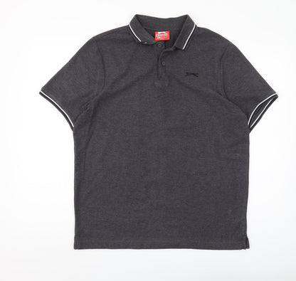 Slazenger Men's Black Polo Shirt L Solid Regular