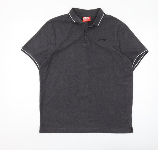 Slazenger Men's Black Polo Shirt L Solid Regular