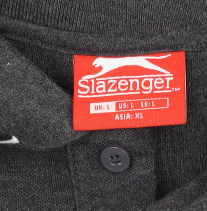 Slazenger Men's Black Polo Shirt L Solid Regular