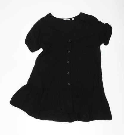 Jack Wills Women Black Blouse Size 12 V-Neck Casual