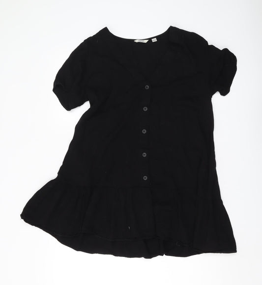Jack Wills Women Black Blouse Size 12 V-Neck Casual
