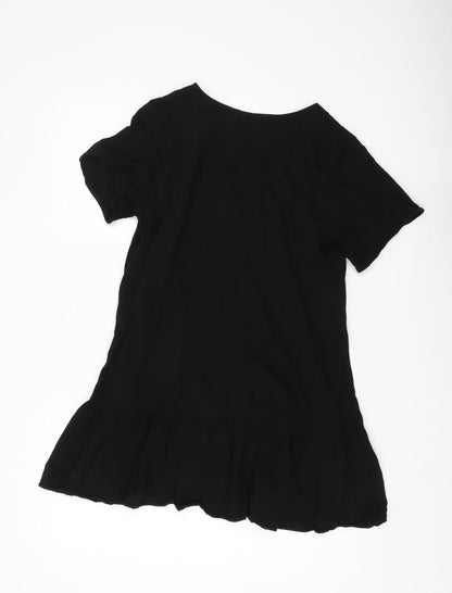 Jack Wills Women Black Blouse Size 12 V-Neck Casual