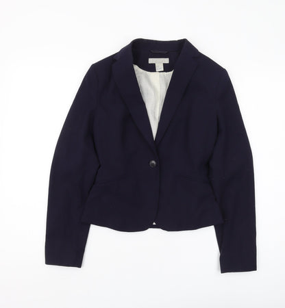 H&M Women's Blue Slim Single-Breasted Suit Jacket Size 6