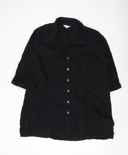 Womens UK Size 2XL Signature Experience Black Basic Button-Up