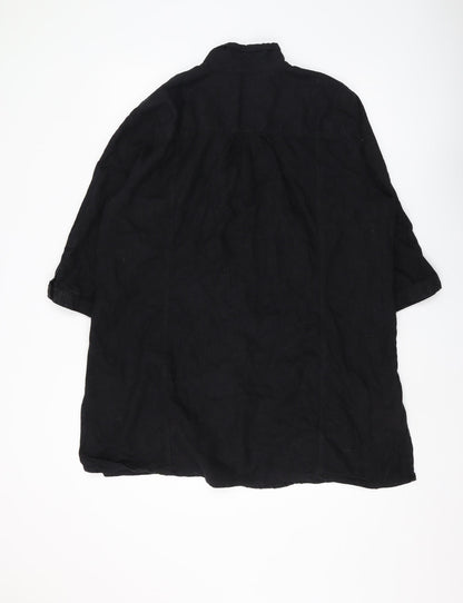 Womens UK Size 2XL Signature Experience Black Basic Button-Up