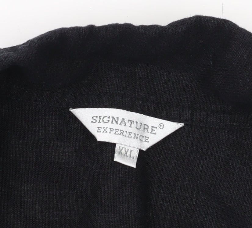 Womens UK Size 2XL Signature Experience Black Basic Button-Up