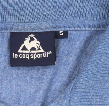 Le Coq Sportif Men's Blue Striped Polo Shirt Small