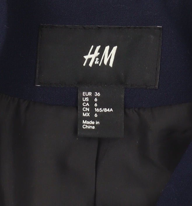 H&M Women's Blue Blazer, Size 8, Shawl Lapel, 6-Button
