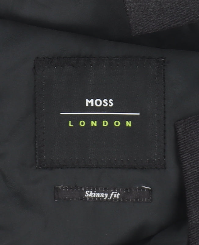 Mens UK Size 46 Moss London Regular Black Suit Jacket