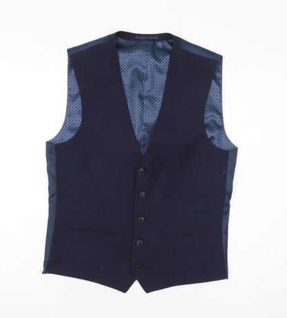 Next Men's Blue Regular Fit Waistcoat 38