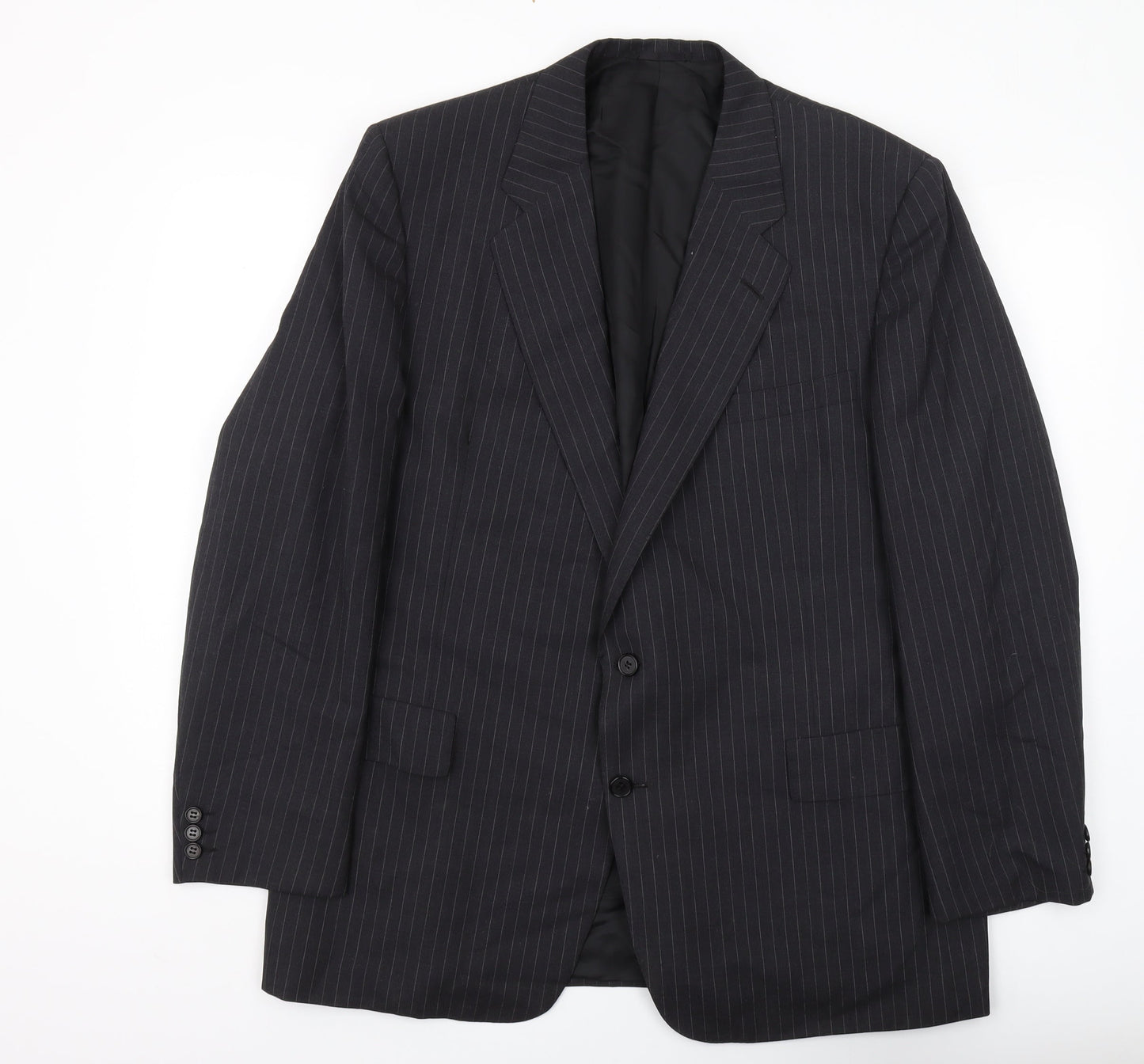 Aquascutum Men's Black Striped Blazer, Size 46, Regular Fit