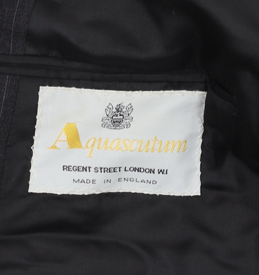 Aquascutum Men's Black Striped Blazer, Size 46, Regular Fit