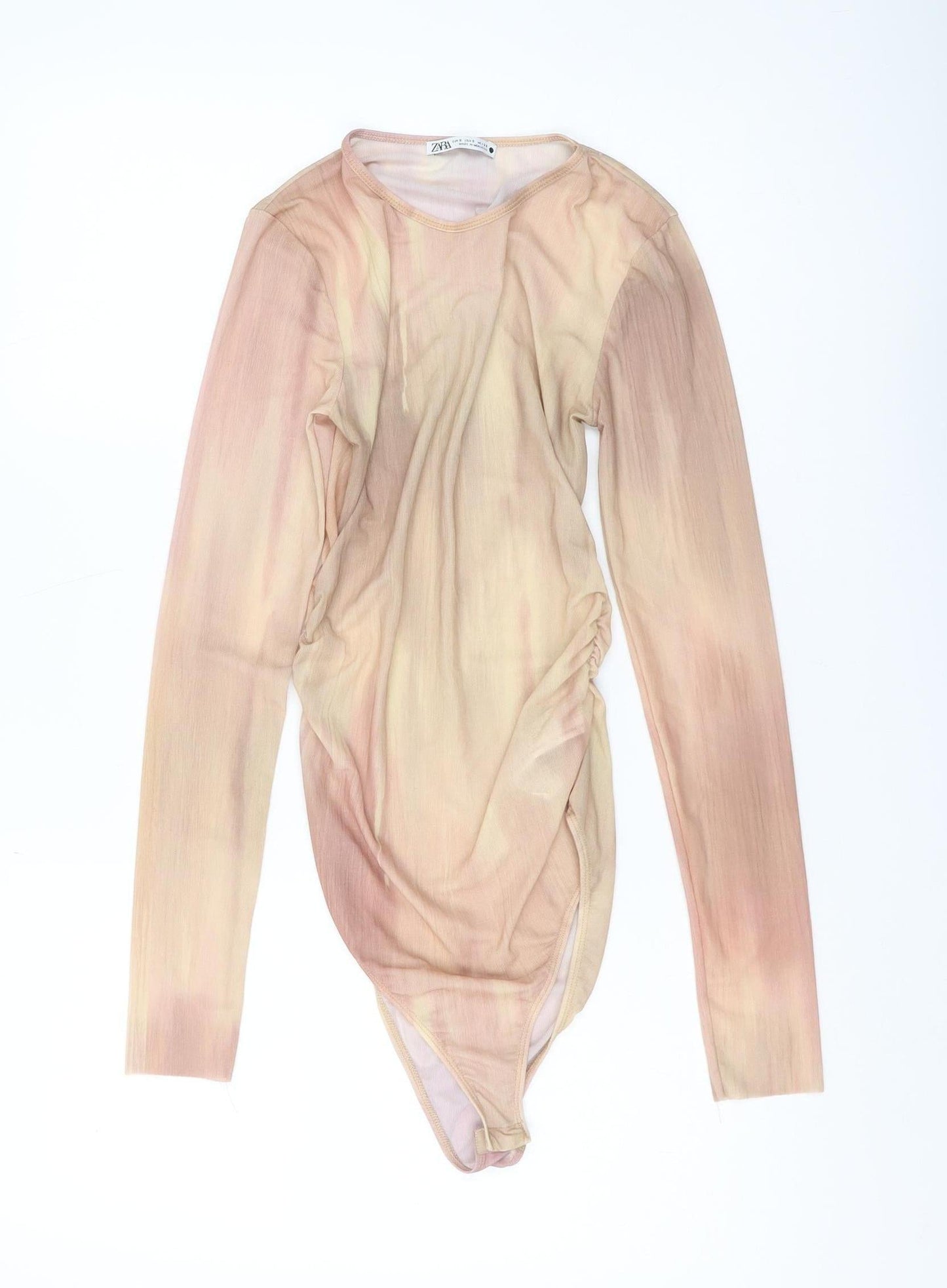 Zara Women's Beige Long Sleeve Bodysuit S