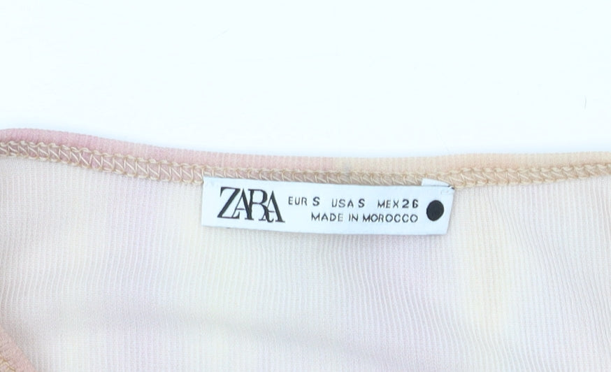 Zara Women's Beige Long Sleeve Bodysuit S