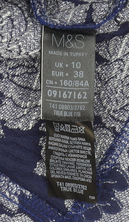 Womens UK Size 10 Marks and Spencer Blue Tunic Blouse