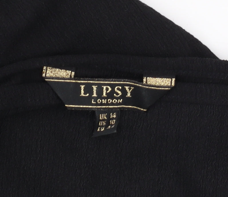 Womens UK Size 14 Lipsy Black Basic Blouse