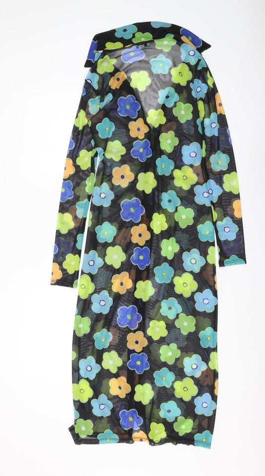 Topshop Women's Multicoloured Floral Shirt Dress, Size S