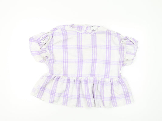 ASOS DESIGN Women's Multicoloured Plaid Cropped Blouse Size 12