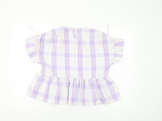 ASOS DESIGN Women's Multicoloured Plaid Cropped Blouse Size 12