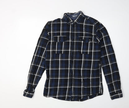Jack & Jones Men's Blue Plaid Button-Up Shirt M
