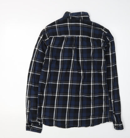 Jack & Jones Men's Blue Plaid Button-Up Shirt M