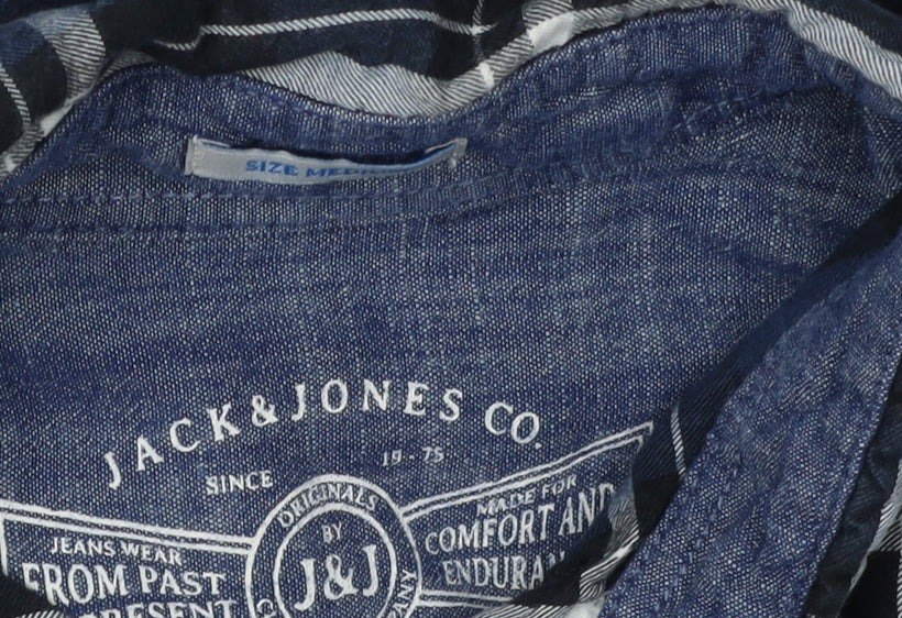 Jack & Jones Men's Blue Plaid Button-Up Shirt M