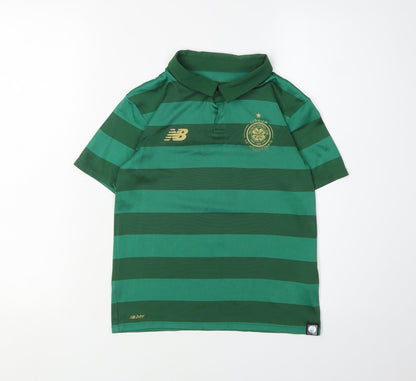 New Balance Boys Green Striped Polo Jersey L