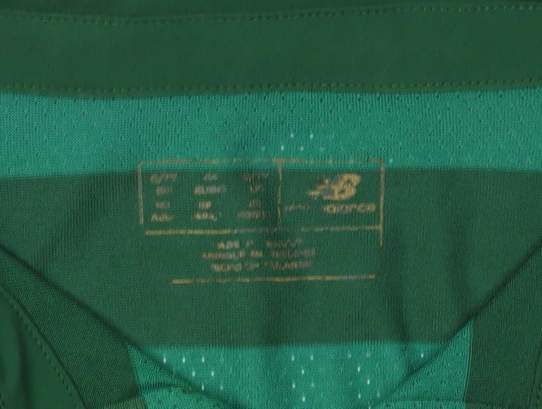 New Balance Boys Green Striped Polo Jersey L