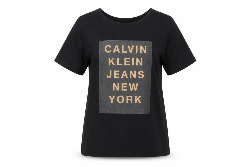 Front view of Calvin Klein unisex black t-shirt s basic style