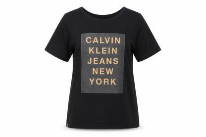 Front view of Calvin Klein unisex black t-shirt s basic style