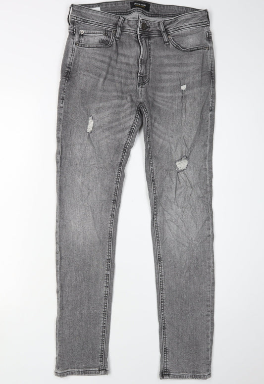 Jack & Jones Men's Grey Skinny Jeans Size 30 Slim Fit
