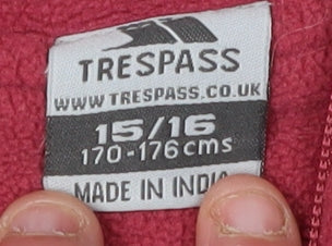 Trespass Girls Red Fleece 1/2 Zip Sweatshirt Size 15-16 Years