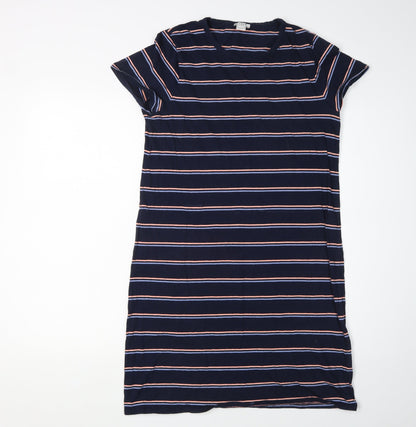 J. Crew Women's Navy Striped T-Shirt Dress S
